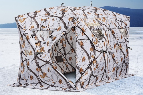 Зимняя палатка куб Higashi Double Winter Camo Comfort Pro трехслойная фото 3